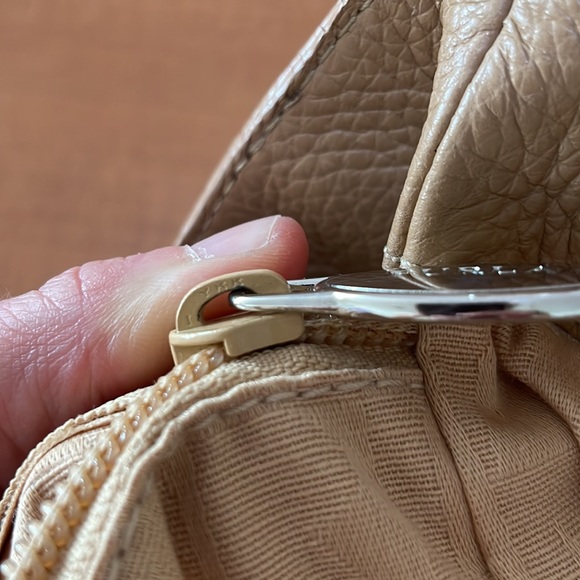 FURLA Made in Italy genuine leather pebbled mini tote beige - Picture 12 of 14